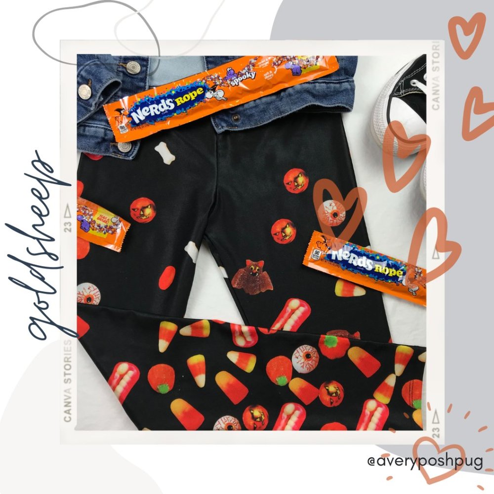 Goldsheep Goldlamb Kids Halloween Candy Leggings, Size L(10/12)